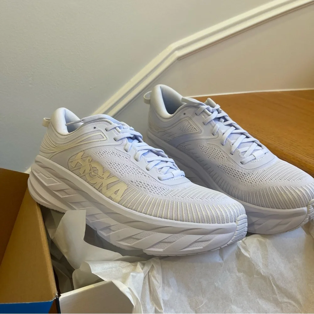 NWT Hoka Bondi 7 All White Hoka One One - Picture 14 of 15